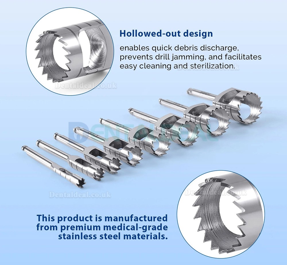 8Pcs/Set Dental Implant Bone Trephine Drill Kit